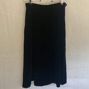 Vintage Ralph Lauren Black Velvet Midi Skirt High Waist Size 6
